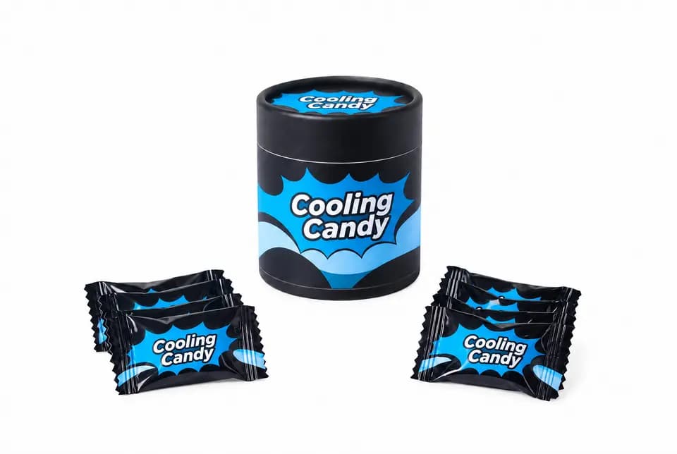 Retouched catalogue illustration of cooling hard candy