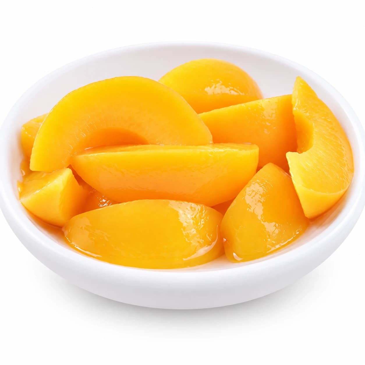Canned yellow peach slices — catalogue product-format reference