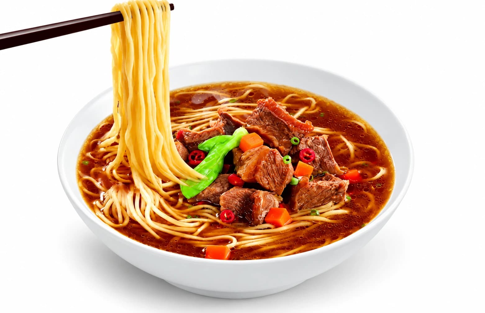 Beef-flavored instant noodles — retouched catalogue illustration