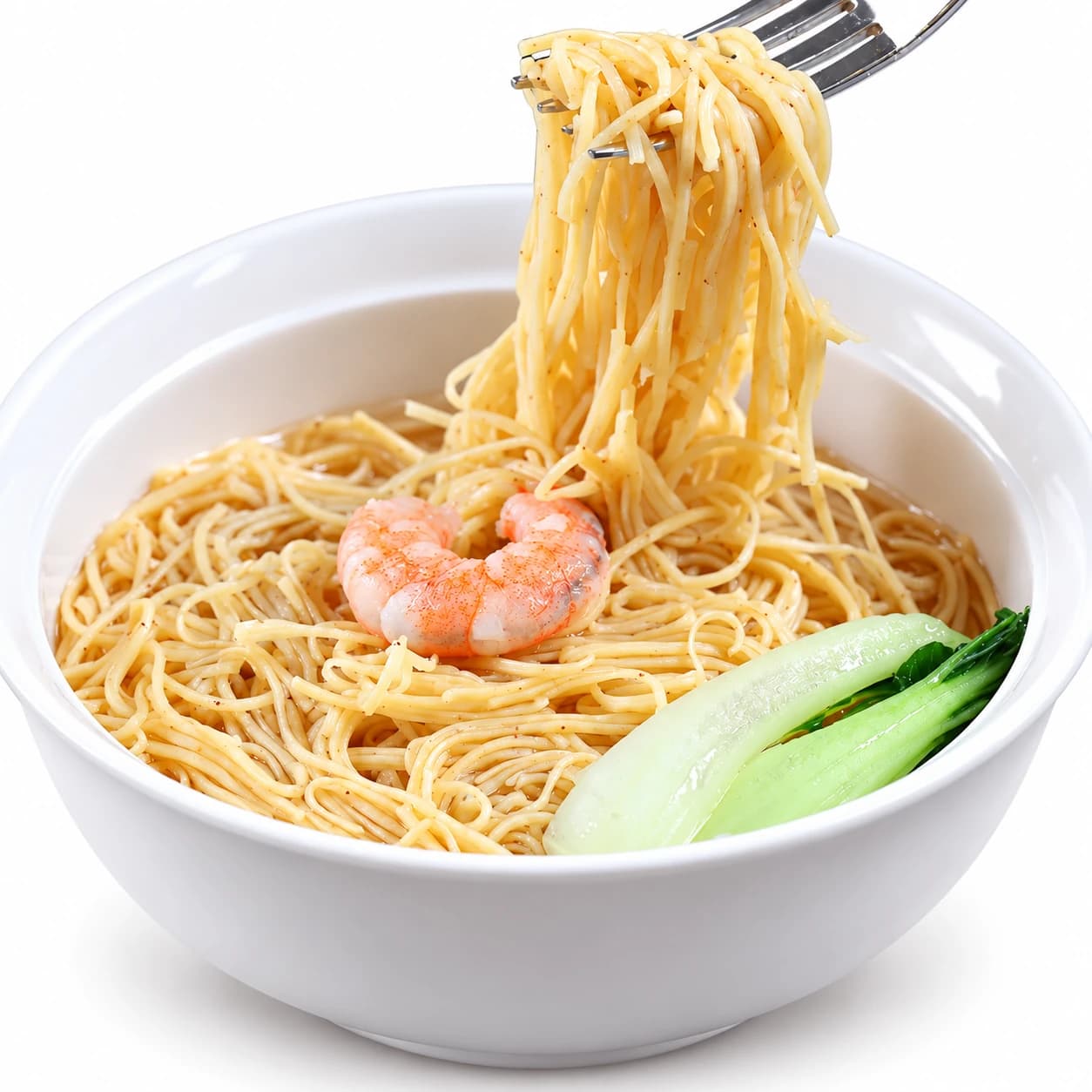 Shrimp-flavored instant noodles — retouched catalogue illustration