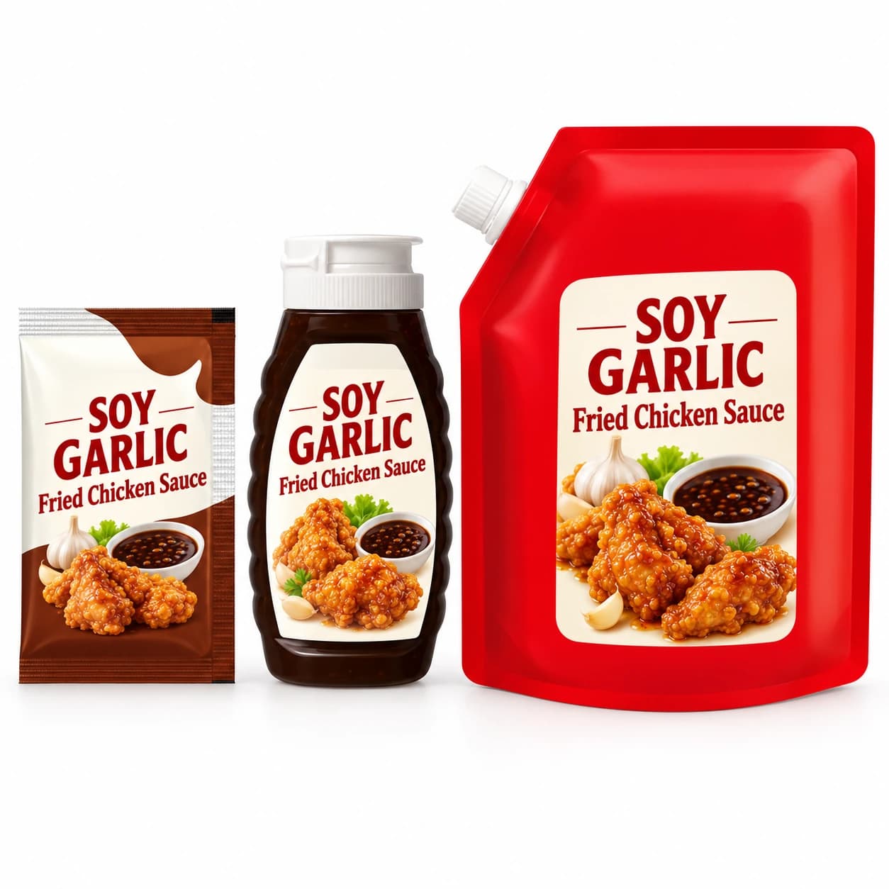 Soy Garlic Fried Chicken Sauce — packaging illustration