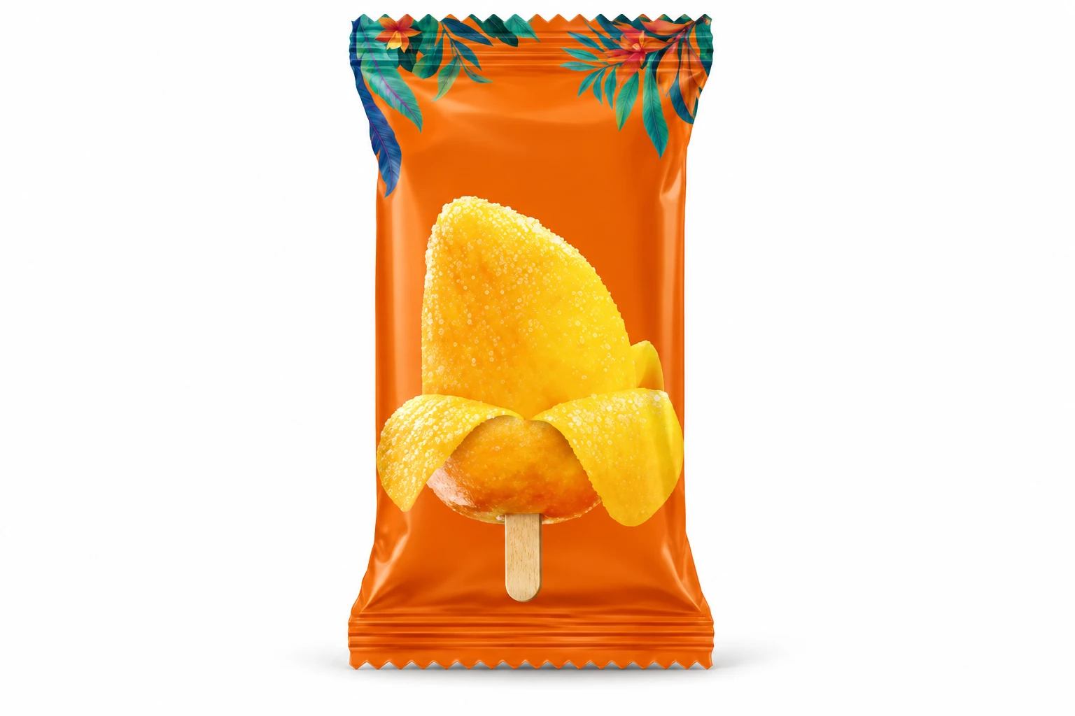 Mango-flavor frozen dessert stick — unbranded product reference