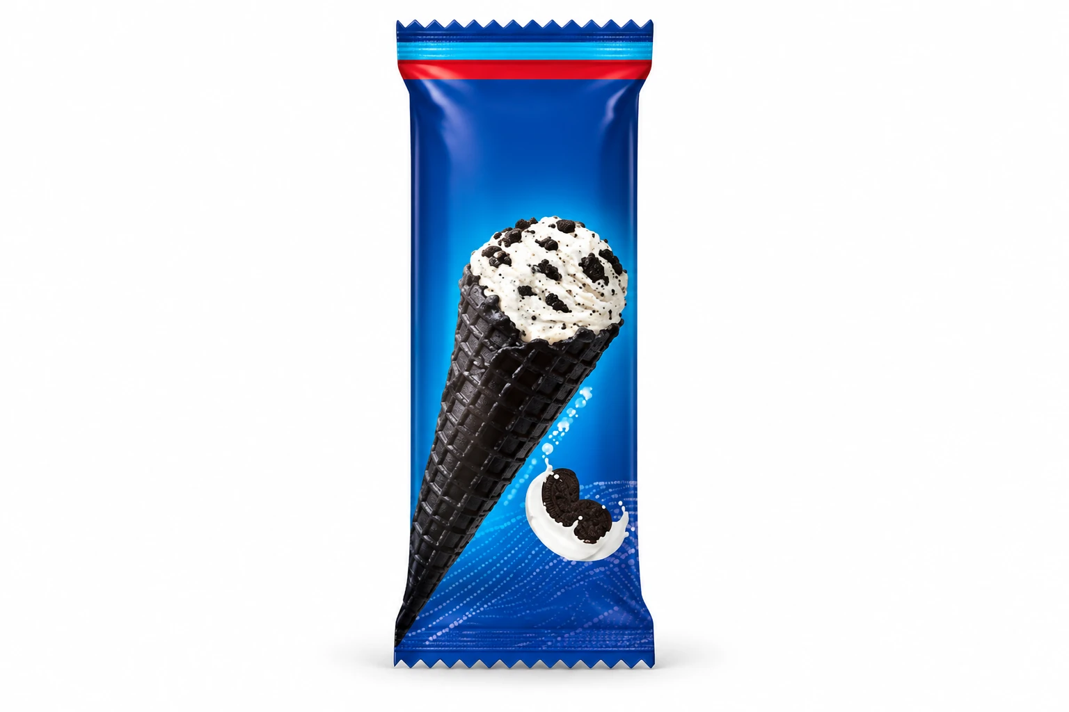 Cookies and milk-flavor large ice cream cone — unbranded product reference