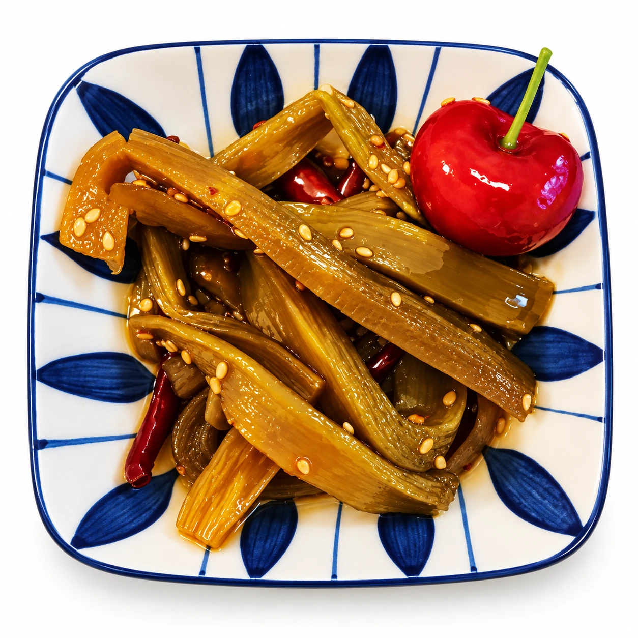 Pickled lettuce stems — edited serving illustration